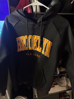 SHEIN Black Hoodie with Yellow BROOKLYN Lettering